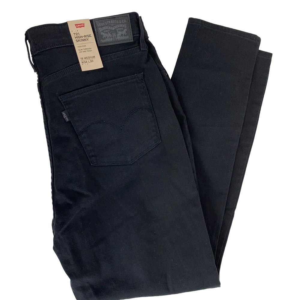 Levis721 Womens 16m 34x30 High Rise Skinny Black Distress Denim Jeans(CC5) NWTs